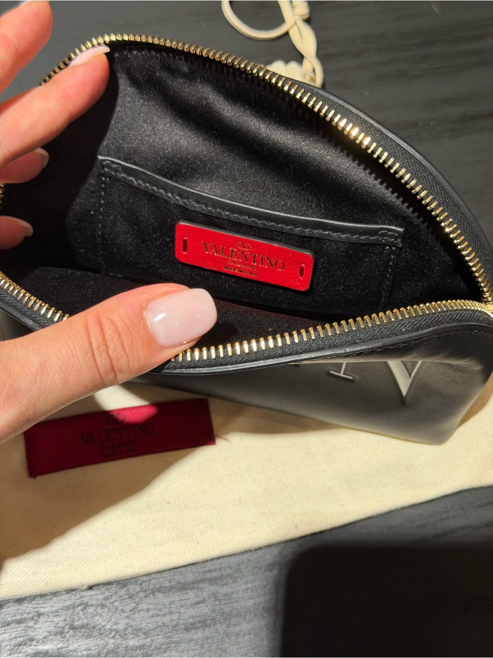 Black Leather Zip Pouch - Picture 4 of 4